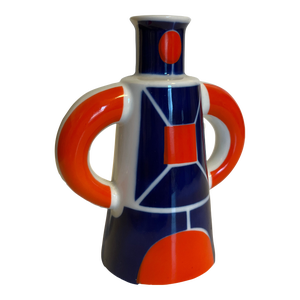 Bright 1960's Cobalt Blue and Orange Bud Vase