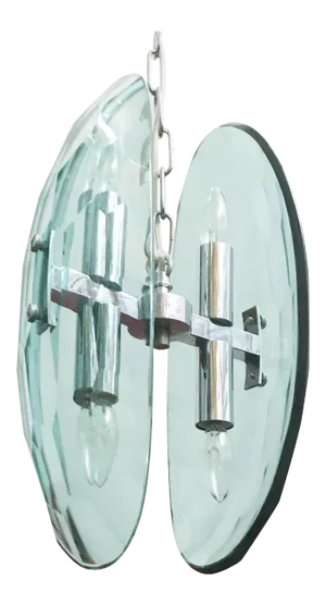 Vintage Italian Pendant W/ Beveled Glass by Max Ingrand for Fontana Arte, 1960s.