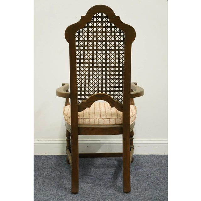 Antique Vintage Solid Walnut Rustic European Style Cane Back Dining Arm Chair For Sale In Kansas City - Image 6 of 10