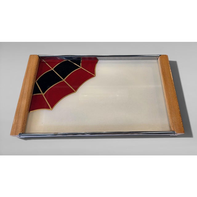 Art Deco French Opaline Glass Tray With Reverse-Painted Decoration For Sale - Image 6 of 17