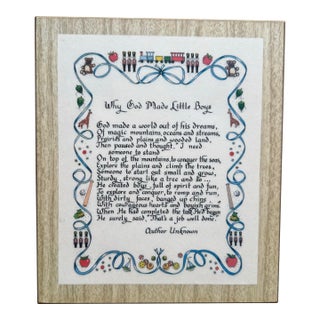 Vintage 1970s Betsey Clark Hallmark Springbok/Wood Plaque Why God Made Little Boys Nursery Decor For Sale