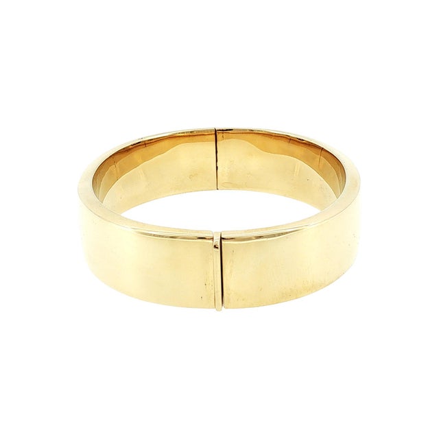 Contemporary Late 20th-Century 14k Yellow Gold Italian Hinged Bracelet For Sale - Image 3 of 4