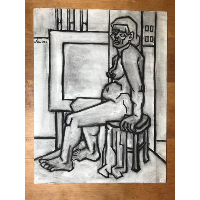 John Bowers Modernist Cubist Nude 1940s Charcoal Drawing Uc Berkeley Mfa For Sale - Image 9 of 14