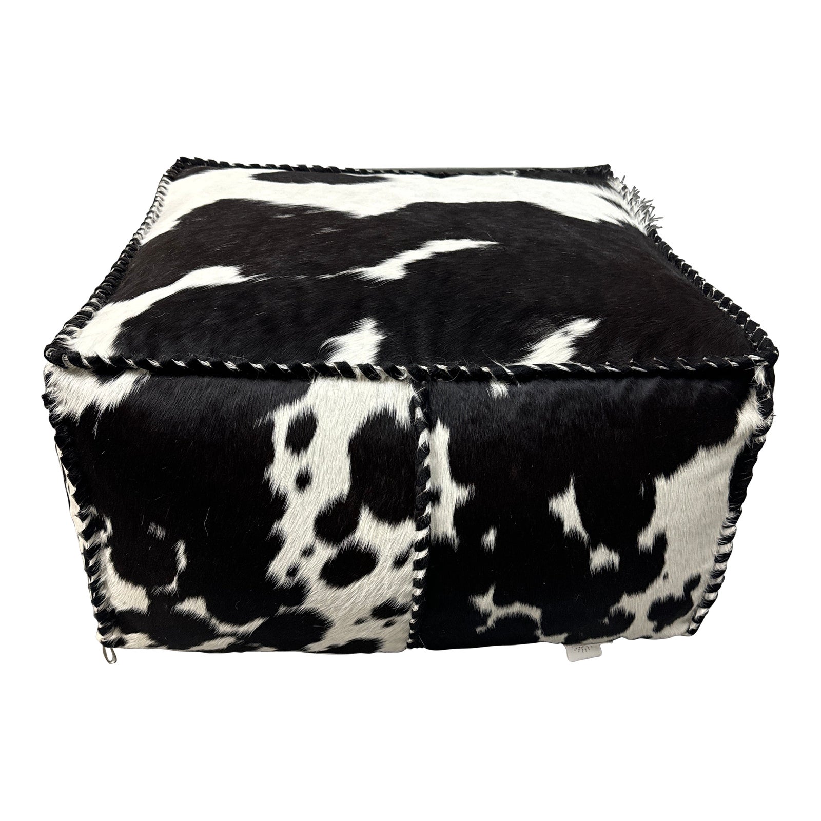 Parker Gwen Surya Cowhide Ottoman Pouf | Chairish