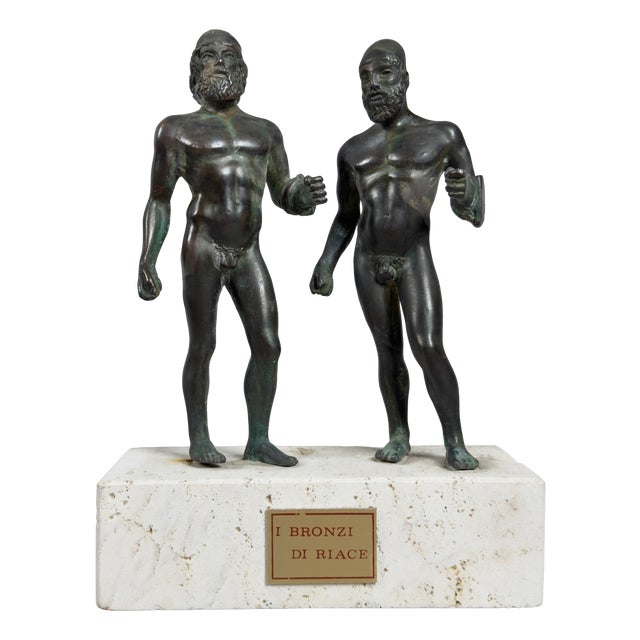 Riace Bronzes Sculptures on Marble Bases, 20th Century, 1970s For Sale