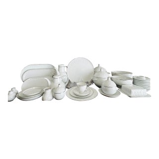 1970s Rosenthal "Lotus" Platinum Band Designed by Bjorn Wiinbland 12 Place Setting Dinner Service With Full Tea & Coffee Service, and Serving Pieces For Sale