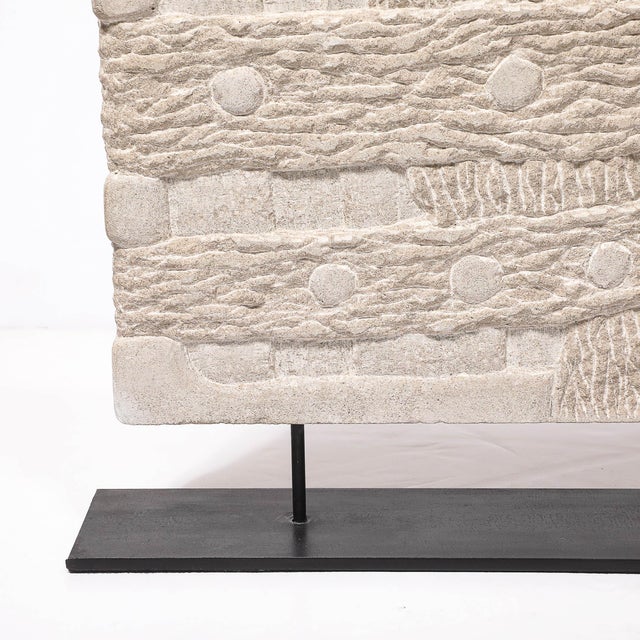 Beige Modernist Limestone Sculpture on Iron Base Entitled "Flood" by Bradford Graves For Sale - Image 8 of 14