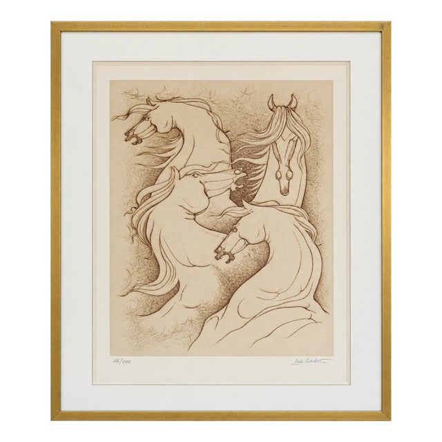 Paul De Chabot, Horses 16/100, 1960s, Etching For Sale