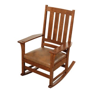 2010s Stickley Mission Collection Oak Chapel Street Rocker For Sale