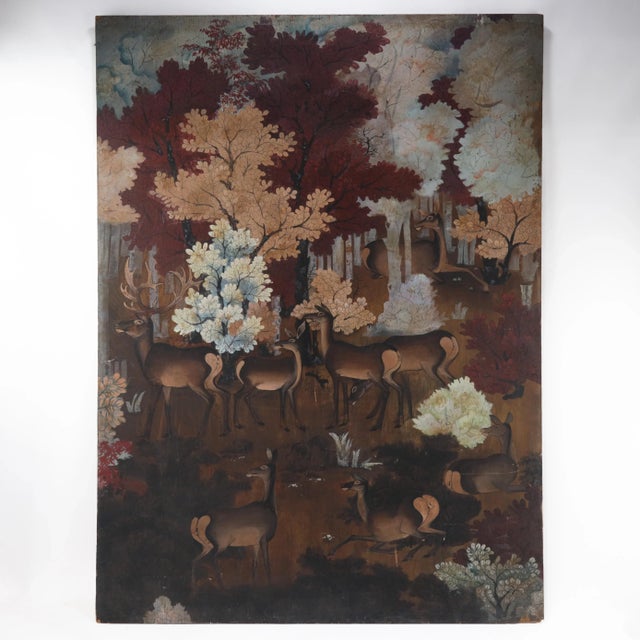 Vintage Woodland Deer Scene Painting on Wood Block Panel For Sale - Image 12 of 12