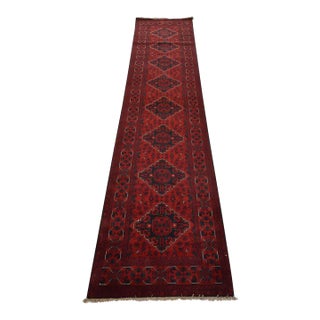 Turkmen Runner 2’8” X 11’6” Red Wool Tribal Hand-Knotted Oriental Rug For Sale