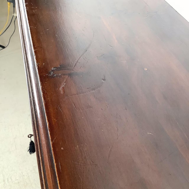 Antique Glazed Bookcase With Paneled Glass Doors and Queen Anne Legs For Sale - Image 12 of 12