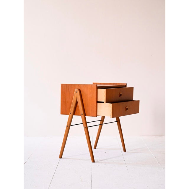 Scandinavian Teak Bedside Table, 1960s For Sale - Image 4 of 12