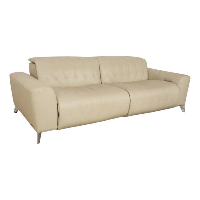 Satelite 3-Seater Sofa in Cream Leather from Roche Bobois For Sale