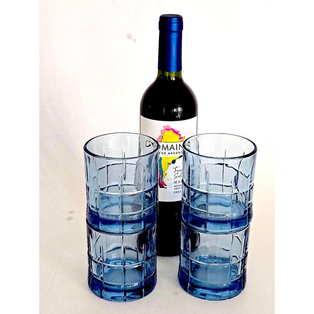 Anchor Hocking Vintage Anchor Hocking Old Fashioned Glasses in Tartan Blueberry, Set of 4 For Sale - Image 4 of 11