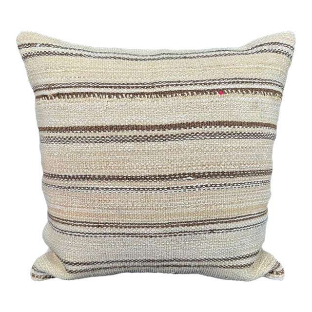 Turkish Hemp Pillow Cushion Natural Beige Brown Pillow Cushion Cover 20"x20" For Sale