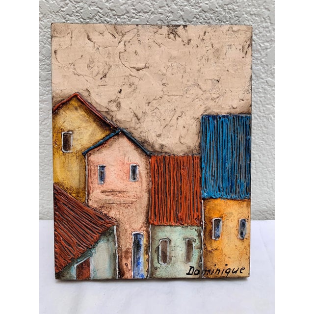 Vintage Rustic Textured Painting on Wood For Sale - Image 10 of 10