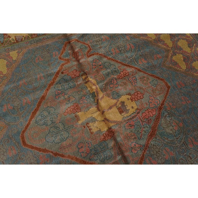 1930s Blue Medallion Antique Jerusalem Rug 5'10" X 9'0" Handknotted Wool Carpet For Sale In New York - Image 6 of 6