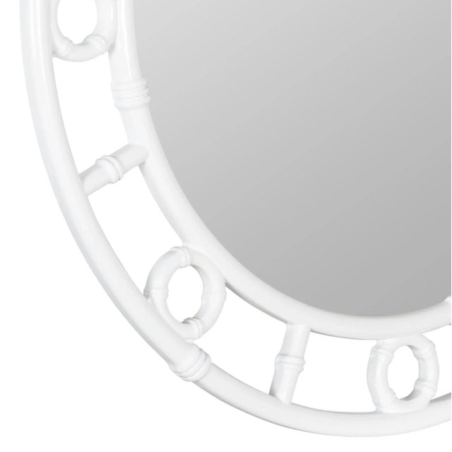 White Reena Pagoda Round Wall Mirror For Sale - Image 8 of 12