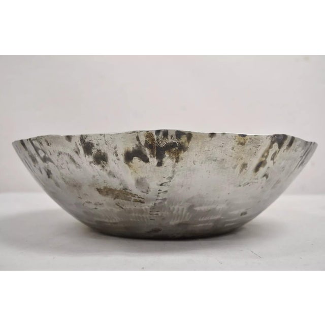 Vintage Modernist Art Deco Hand Hammered Round Centerpiece Fruit Bowl For Sale In Philadelphia - Image 6 of 10
