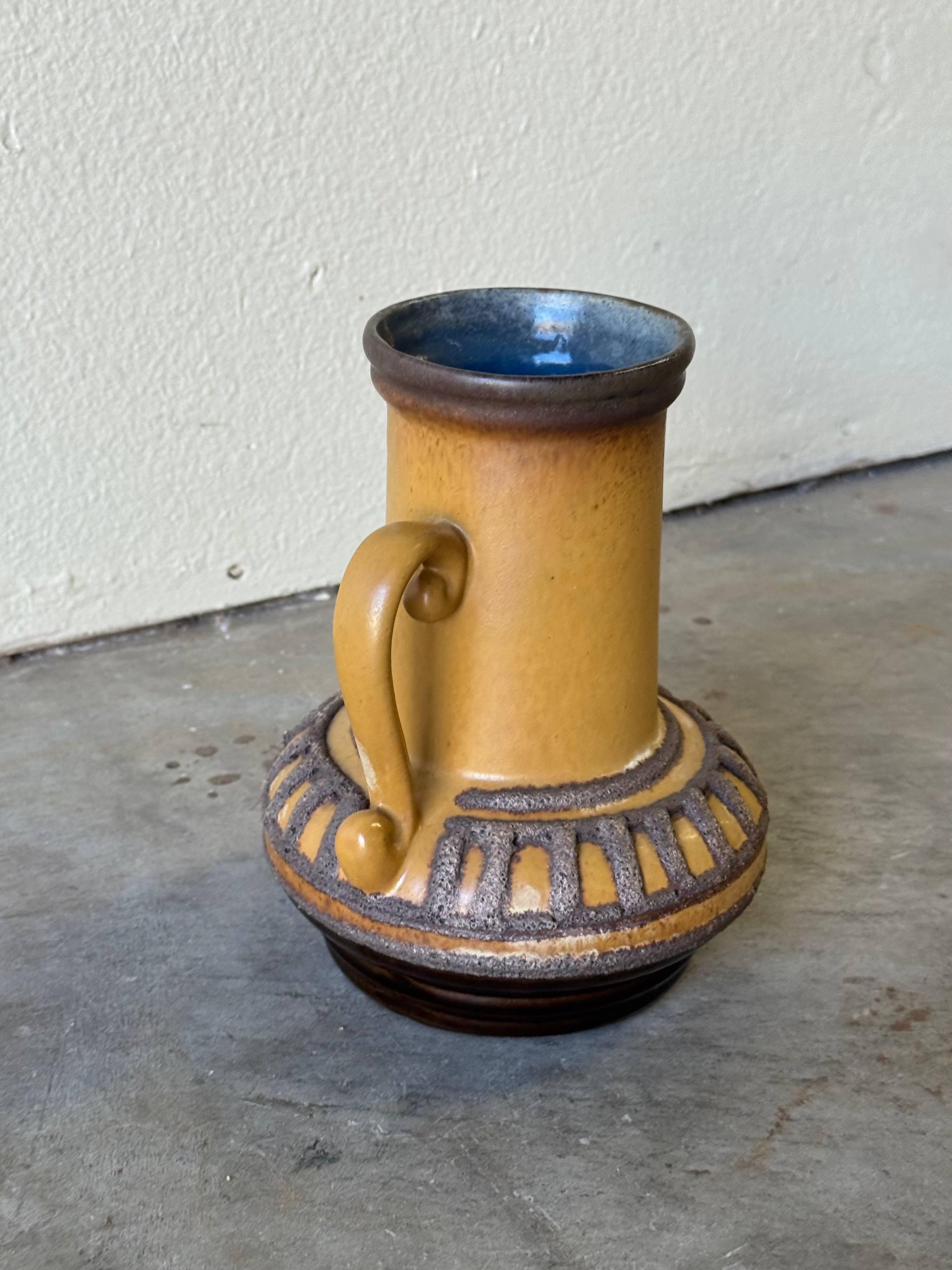 Mid-Century Strehla Keramik Vase, East German Pottery, Textured