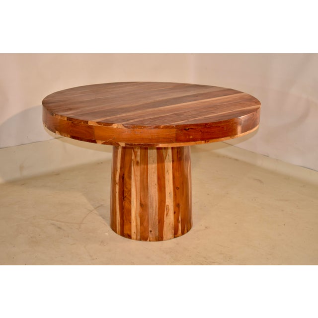 Mid-Century Modern Natural Redwood Round Pedestal Dining Table, Circa 1970's For Sale - Image 3 of 6