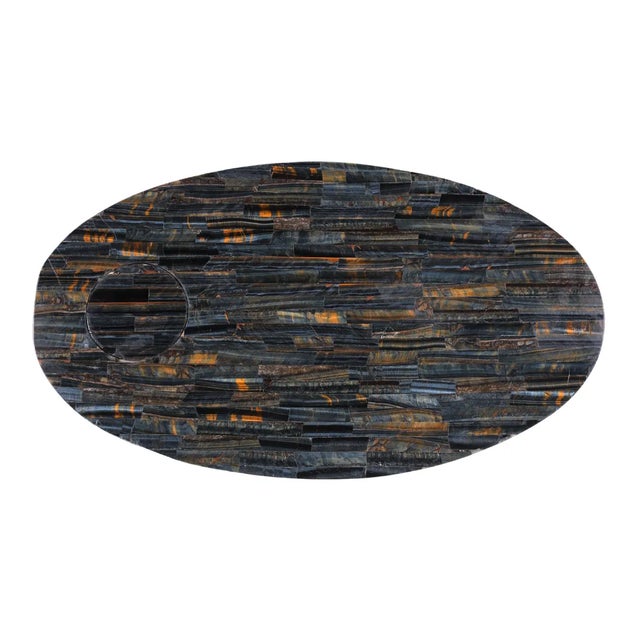 Tiger Eye Blue Handcafted Eros Accent Side Table For Sale - Image 4 of 4