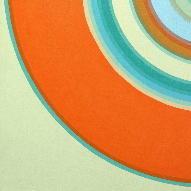 Mid-Century Modern Inspired Colorful Minimalist Artwork on Canvas "Land's End" Original Contemporary Abstract Acrylic Painting by Paul Westacott For Sale - Image 4 of 9