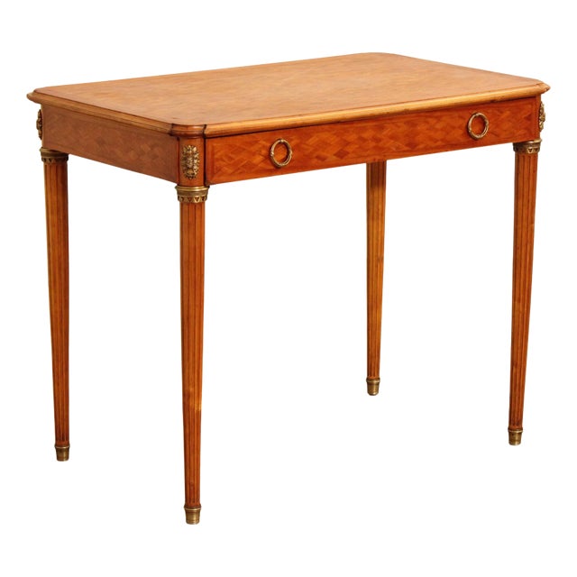French Louis XVI Style Antique Parquetry Writing Table For Sale
