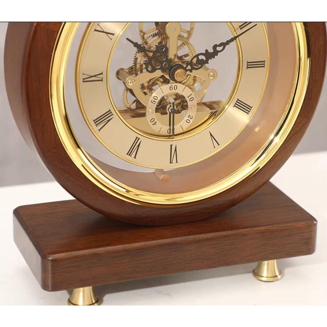 Solid Wood Table Clock For Sale - Image 4 of 7