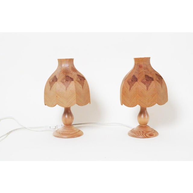 Swedish Table Lamps in Pinewood, 1980s, Set of 2 For Sale - Image 11 of 16