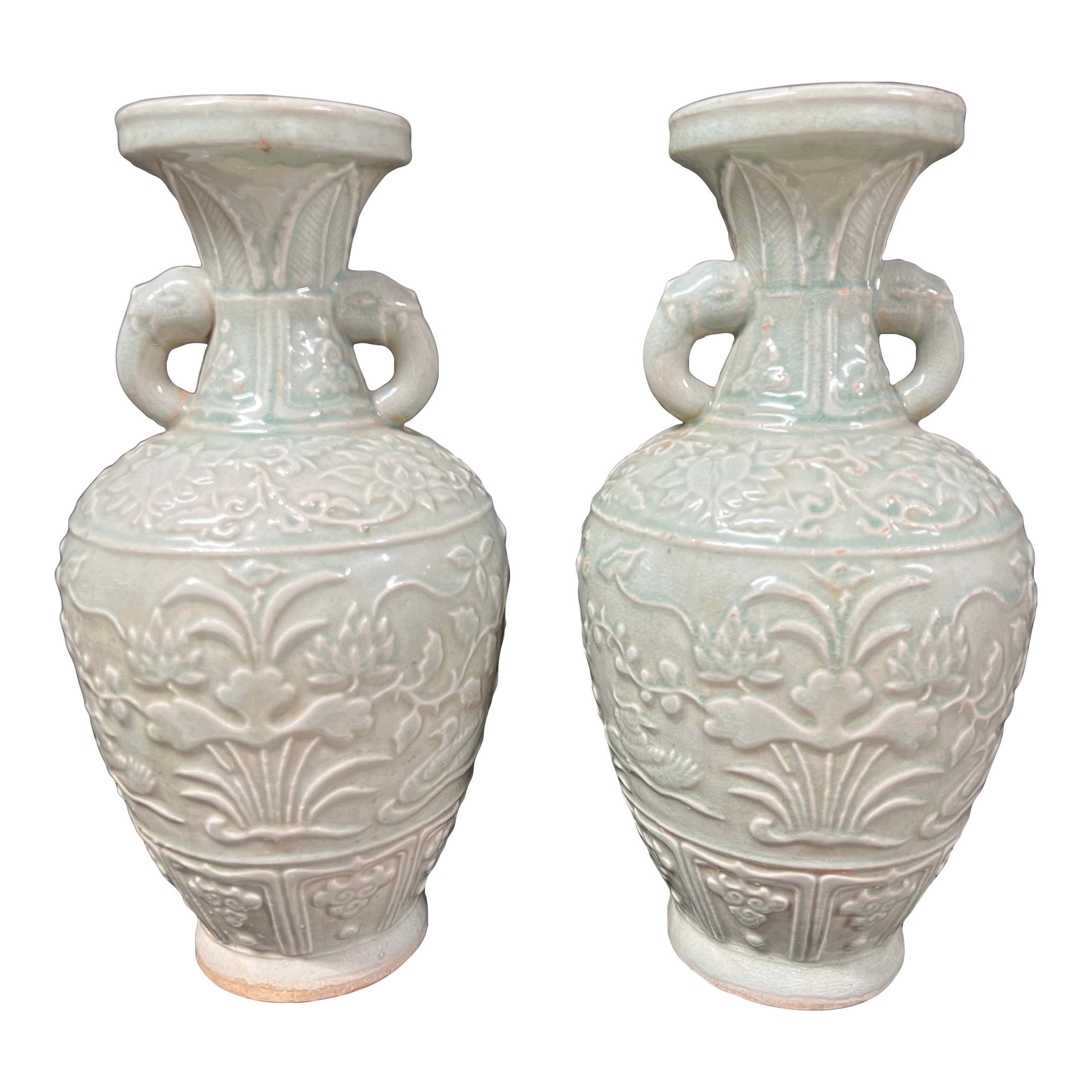 Vintage Celadon Vases | Chairish