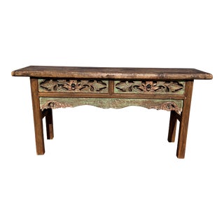 Vintage Paint Decorated Chinoiserie Style Console Table, Circa 1980s For Sale