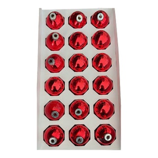 Red Mercury Glass Christmas Ornaments - Box of 18 For Sale
