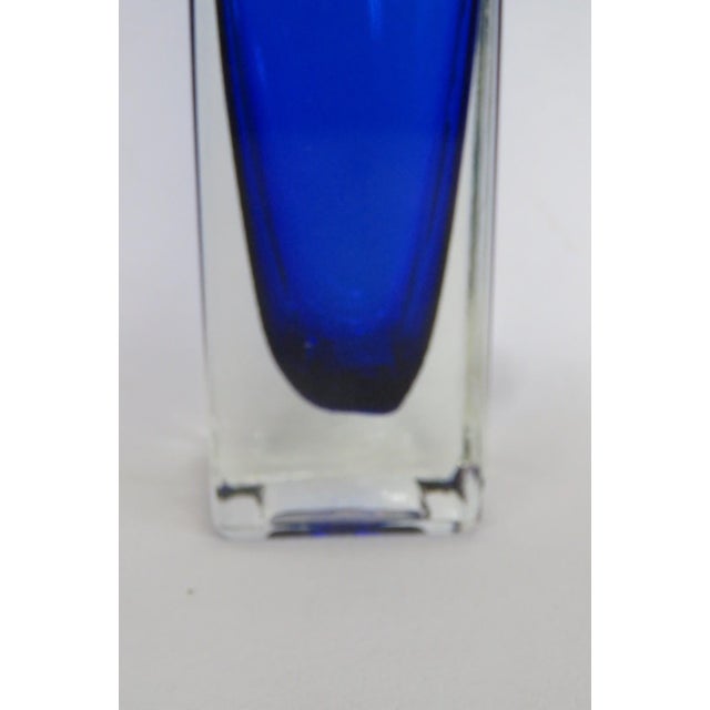 Cobalt Blue Glass Bud Vase Mid Century Modern Rectangular Murano Style 4922b For Sale - Image 10 of 12