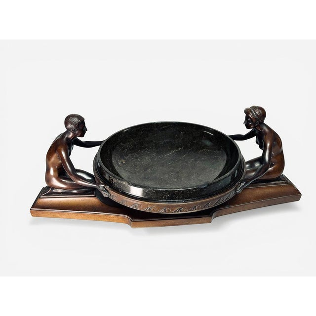 Art Deco Bronze and Marble Figurative Centrepiece by Rudolf Zieseniss For Sale - Image 9 of 9
