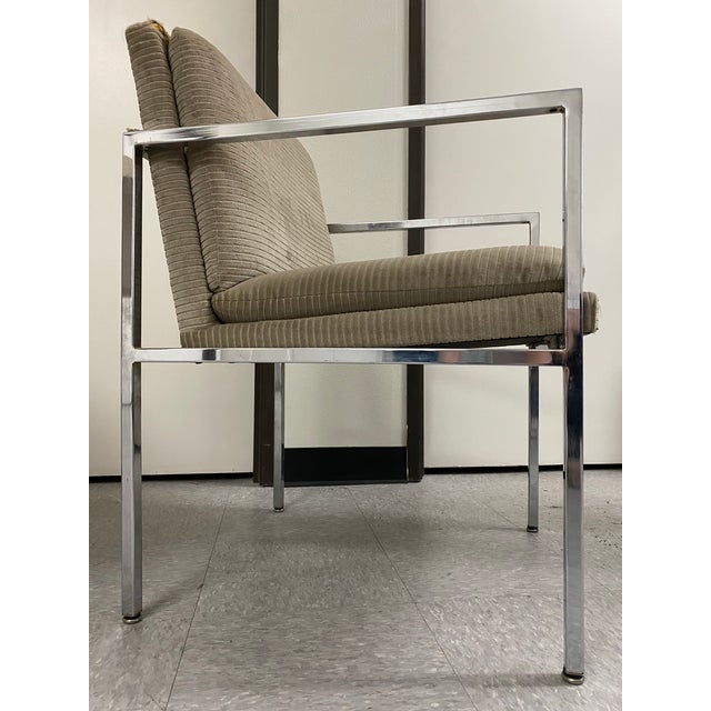 Contemporary Minimalist Milo Baughman-Style Chrome Armchairs, Set of 4 For Sale - Image 3 of 13