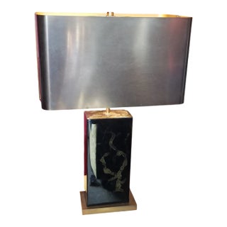 Bespoke Lacquer and Brass Table Lamp For Sale