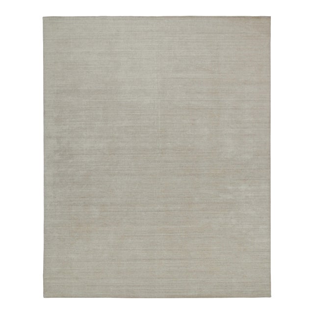 Rug & Kilim’s Contemporary Rug in Solid Gray and Beige Tones For Sale