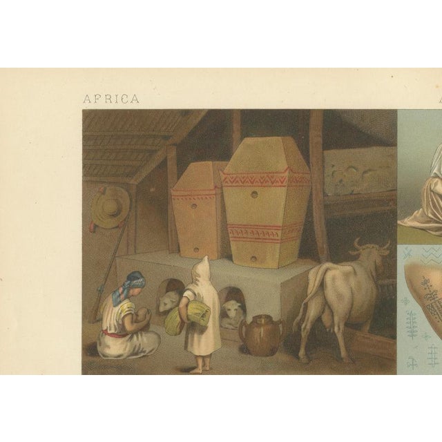 Racinet, Afrique: Kabyle Interior & Craft Scenes, Algeria, 1888, Lithograph For Sale - Image 6 of 9