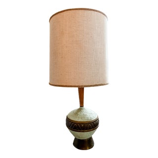 Mid 20th Century Boho Brass & Plaster Lamp For Sale