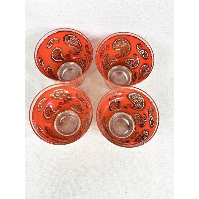 Mid 20th Century Vintage 22k Culver LTD Red and Gold Paisley Glasses - Set of 4 For Sale - Image 5 of 8