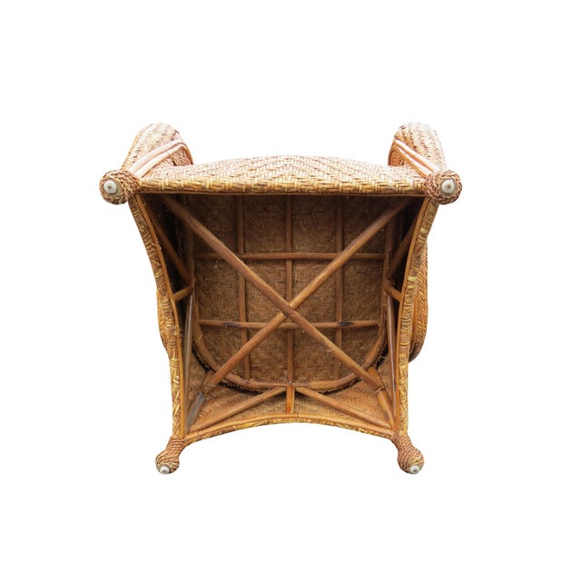 Pottery Barn Malabar Woven Wicker Rattan Lounge Chairs and Ottoman 3 Pieces Chairish