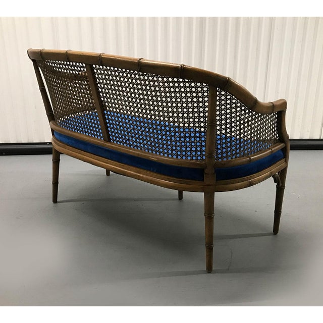 Vintage Cane and Velvet Loveseat Chairish