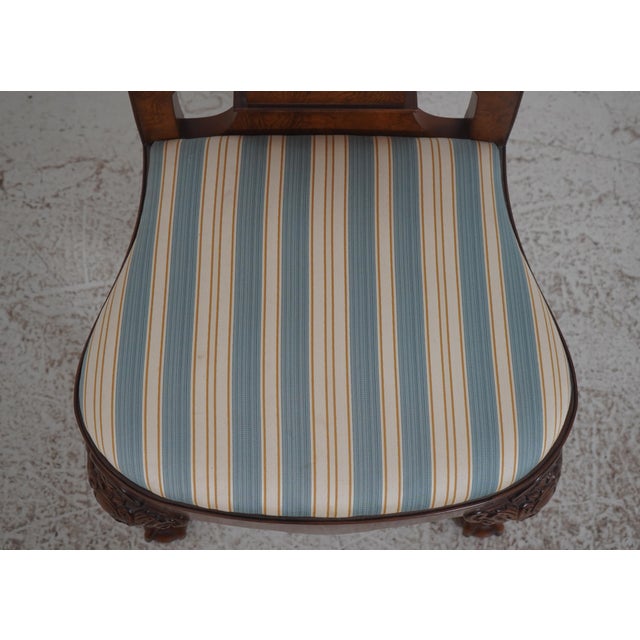 Brown Set of Eight Baker George III Chippendale Style Burl Walnut Dining Room Chairs For Sale - Image 8 of 18