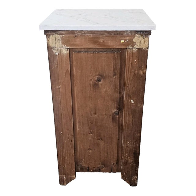 1930s French Oak Art Deco Nightstand Marble Top Bedside Cabinet End Table For Sale - Image 17 of 17