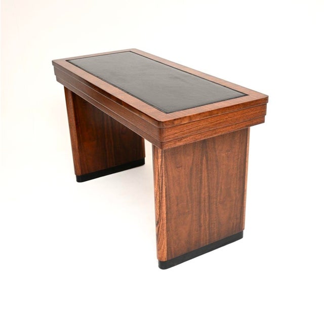 1930s Art Deco Walnut Desk with Leather Top, 1930s For Sale - Image 5 of 12