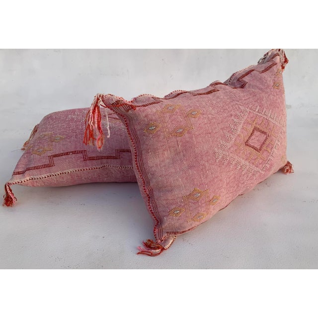 Contemporary Pink Silk Sabra Pillow Covers- a Pair For Sale - Image 6 of 11
