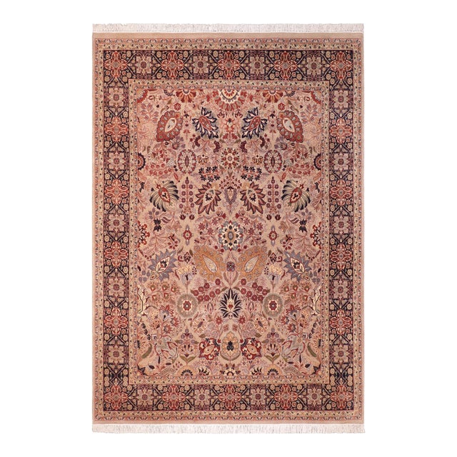 Art Nouveau 1990's Tabriz Pak-Persian Gray/Blue Wool Rug - 8'2'' X 9'9'' For Sale