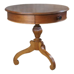 Late 20th Century Eddie Bauer Lifestyles Lane Cherry Empire Scrolled Pedestal Center Table with Drawer